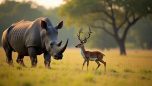 Tiny Deer Takes on 1.7-Ton Rhinoceros