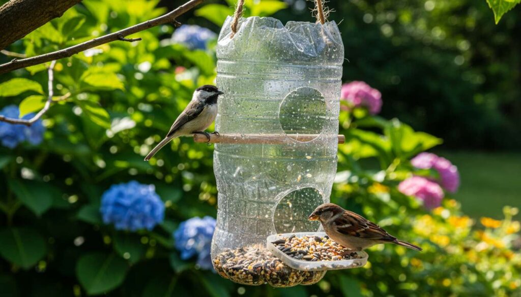 A plastic bottle and ten minutes of your time can make the perfect bird feeder